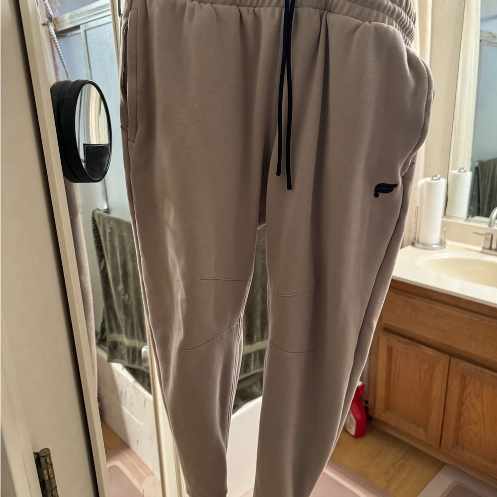 Fabletics Khaki “Go-To” Jogger Pants with Black Drawstring